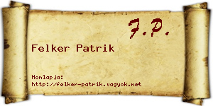 Felker Patrik névjegykártya